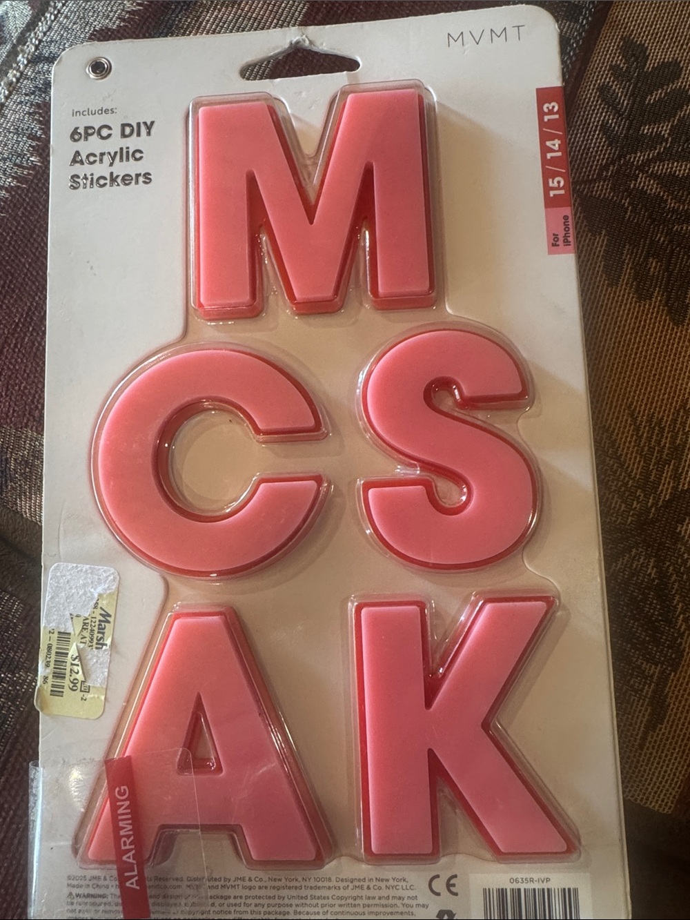 MVMT Cream Phone Case with Pink J Accent - Picture 2 of 3